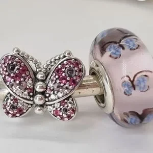Pandora Jewelry Pandora Pink Pave Butterfly Charm And